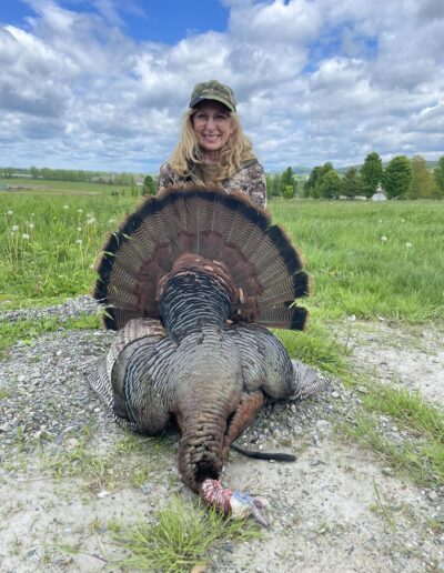 Valeria Lipka posing with her turkey